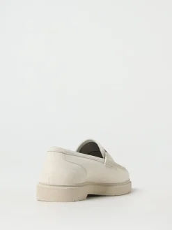 Mocassino Brunello Cucinelli in canvas di cotone e camoscio con monile