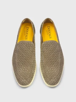 Mocassino Doucal's in camoscio intrecciato