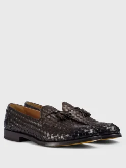 Mocassino Doucal's in pelle intrecciata con nappe