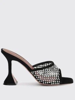 Mules Lupita Amina Muaddi in camoscio con strass