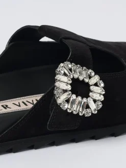 Mules Slidy Viv' Roger Vivier in camoscio con fibbia gioiello