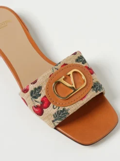 Mules VLogo Signature Cherryfic Valentino Garavani in pelle e rafia jacquard