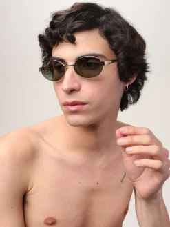 Occhiali da sole con montatura tonda in metallo Saint Laurent