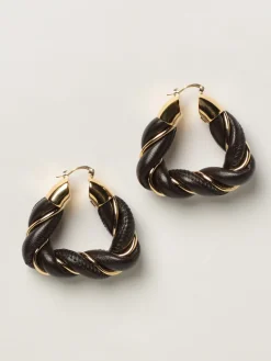 Orecchini Bottega Veneta a cerchi in pelle intrecciata