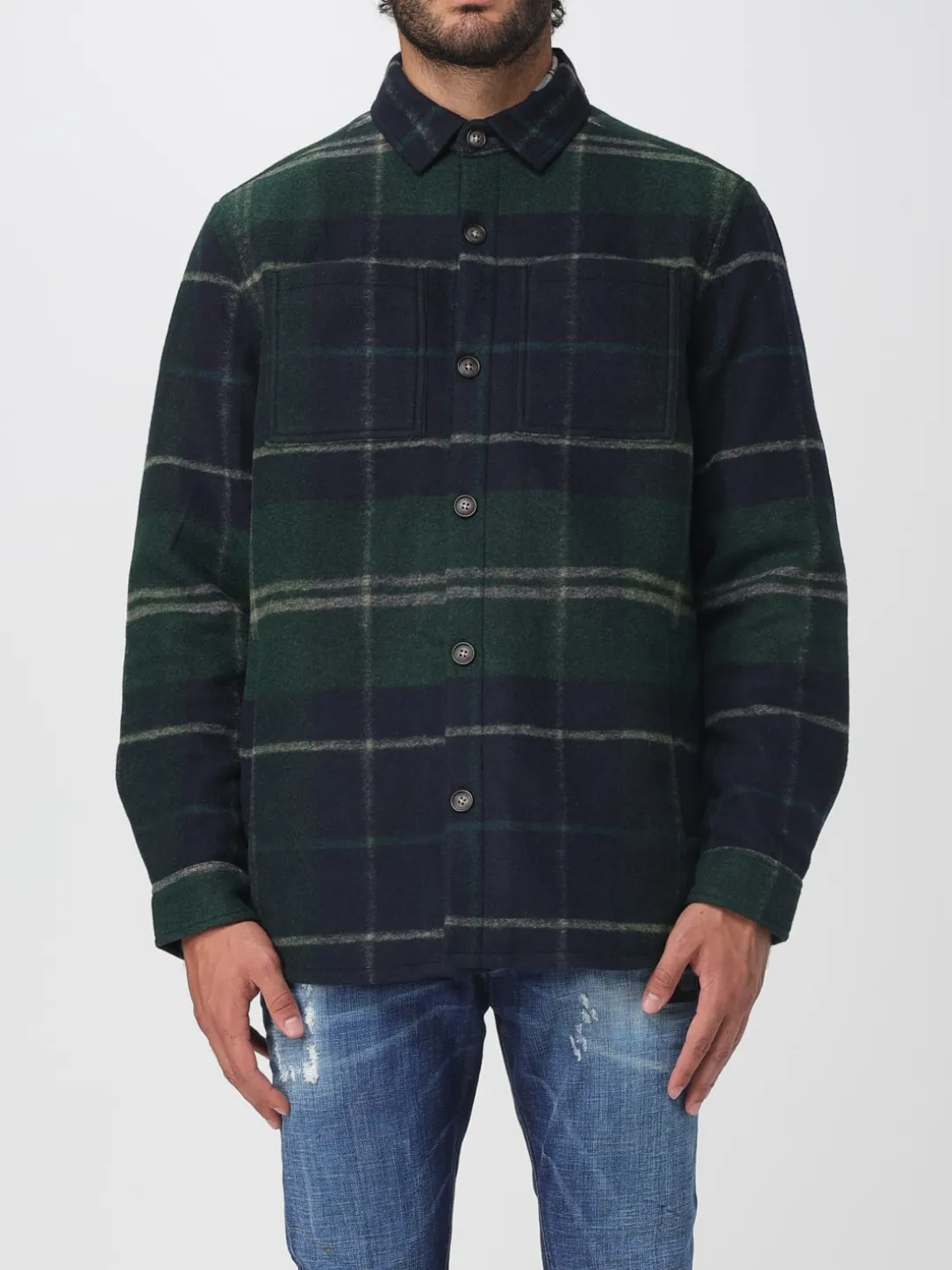 Overshirt Barbour in misto lana check