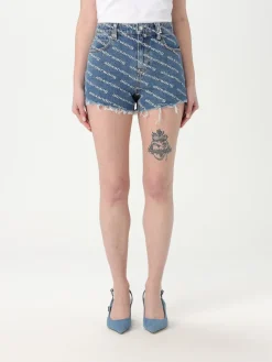 Pantaloncino Alexander Wang in denim con stampa logo