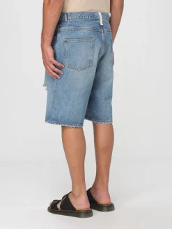 Pantaloncino Amish in denim di cotone distressed