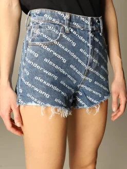 Pantaloncino di jeans Alexander Wang con logo all over