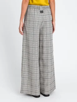 Pantalone palazzo Twinset in misto viscosa check