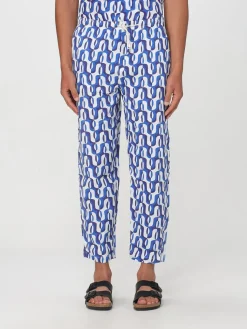 Pantalone Peninsula in lino con stampa optical