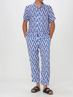 Pantalone Peninsula in lino con stampa optical