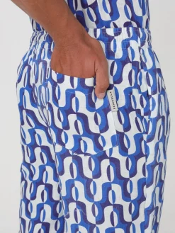 Pantalone Peninsula in lino con stampa optical