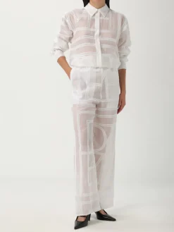 Pantalone Toteme in cotone e seta con monogram
