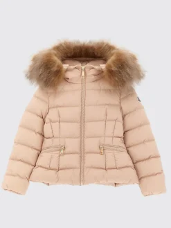 Piumino con cappuccio e bordi di pelliccia amovibile Moncler