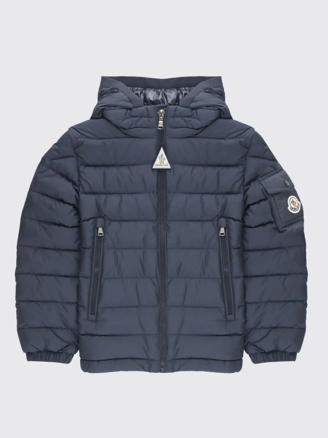 Piumino con cappuccio e logo Moncler