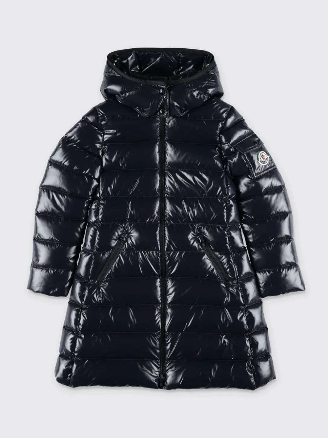 Piumino Moka lungo con cappuccio Moncler