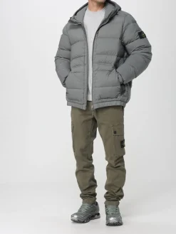 Piumino trapuntato Stone Island in nylon con cappuccio