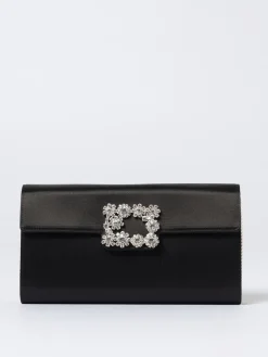 Pochette Efflorescence Roger Vivier in raso con fibbia gioiello