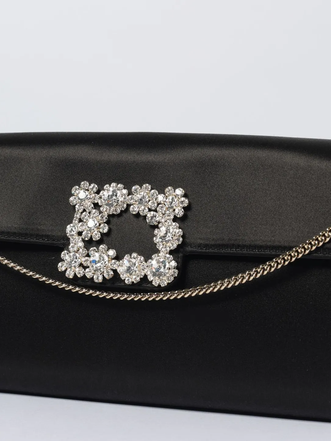 Pochette Efflorescence Roger Vivier in raso con fibbia gioiello
