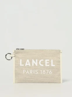 Pochette in iuta con logo Lancel