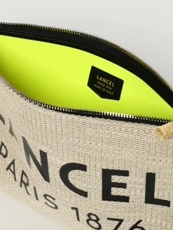 Pochette in iuta con logo Lancel