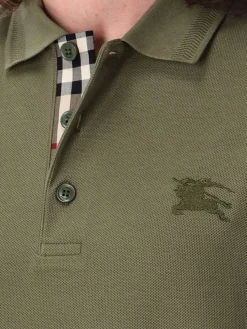 Polo Burberry in cotone con logo tono su tono