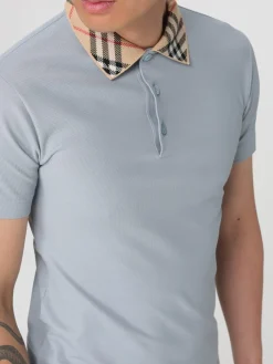 Polo classica Burberry in cotone con dettaglio Vintage Check