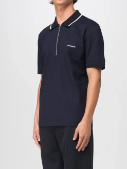 Polo Ferragamo in cotone con zip interrotta