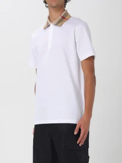 Polo in cotone con collo check Burberry