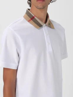 Polo in cotone con collo check Burberry