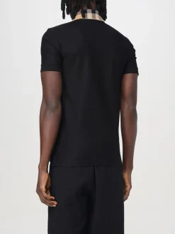 Polo in cotone con collo check Burberry