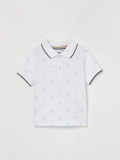 Polo in cotone con logo all-over Boss