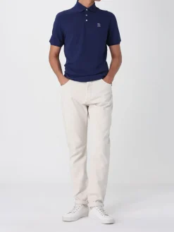 Polo in cotone con logo Brunello Cucinelli