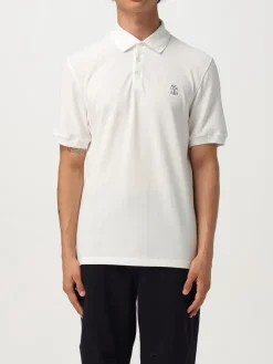 Polo in cotone con logo Brunello Cucinelli