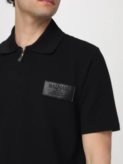 Polo in cotone con logo Balmain