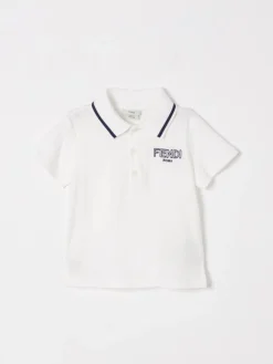 Polo in cotone con logo Fendi