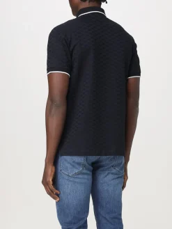 Polo in cotone con logo floccato all-over Emporio Armani