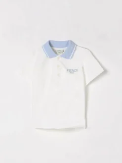 Polo in cotone con logo Fendi