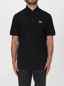 Polo in cotone con logo metallico Dolce & Gabbana