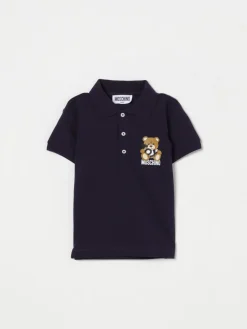 Polo in cotone con logo Teddy Moschino