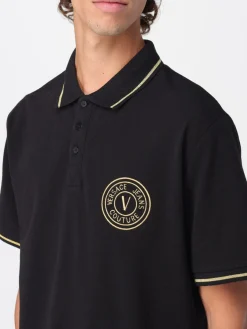 Polo in cotone con logo Versace Jeans Couture
