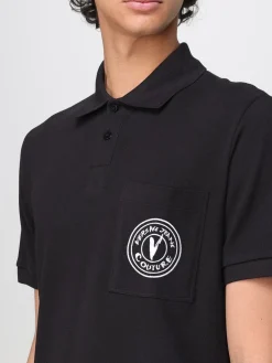 Polo in cotone con logo Versace Jeans Couture