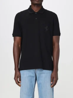 Polo in cotone organico con logo Ferrari