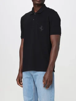 Polo in cotone organico con logo Ferrari