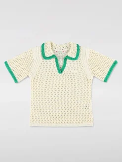 Polo in maglia di cotone all'uncinetto Bonpoint