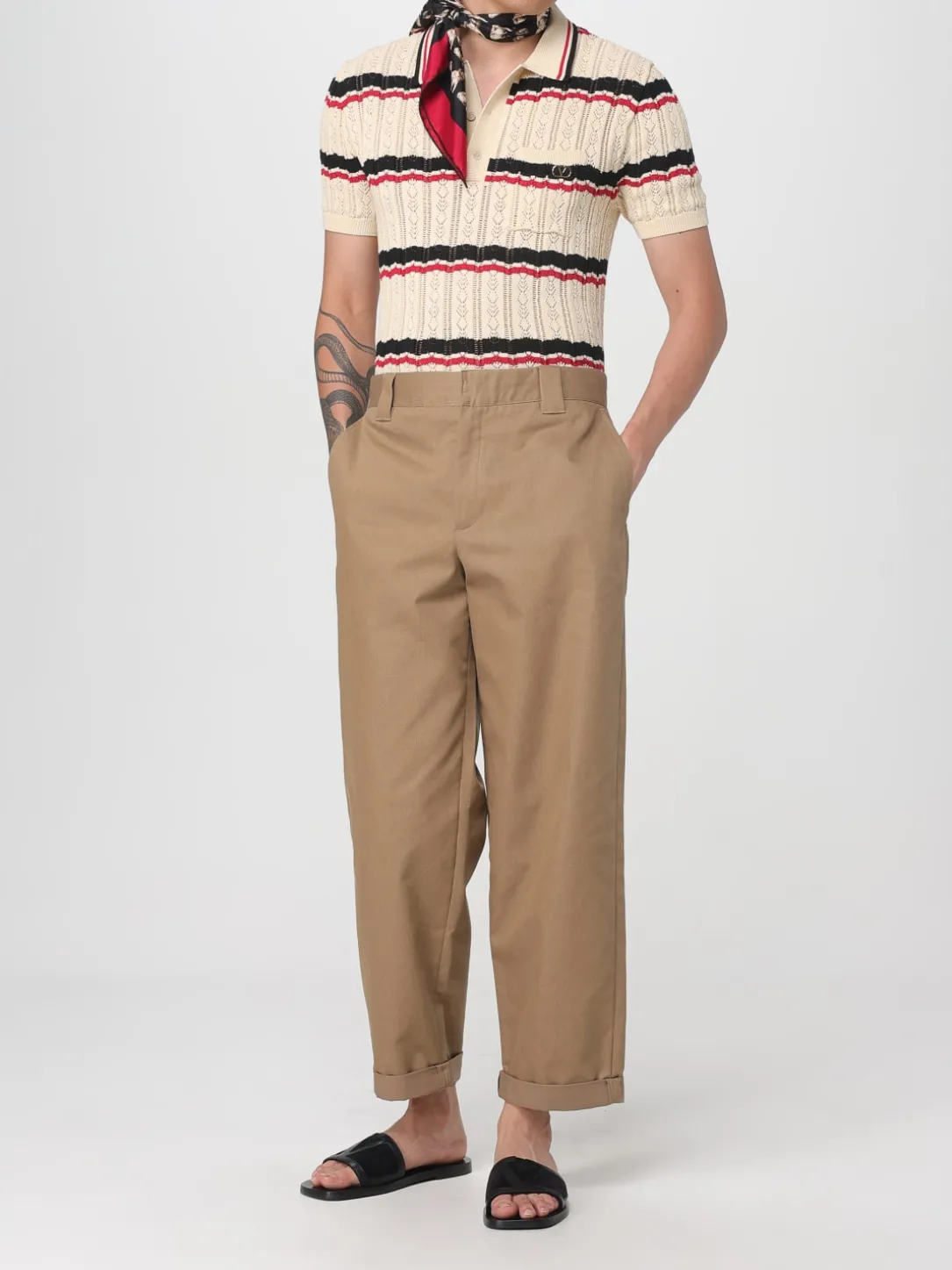 Polo in maglia di cotone a righe Valentino