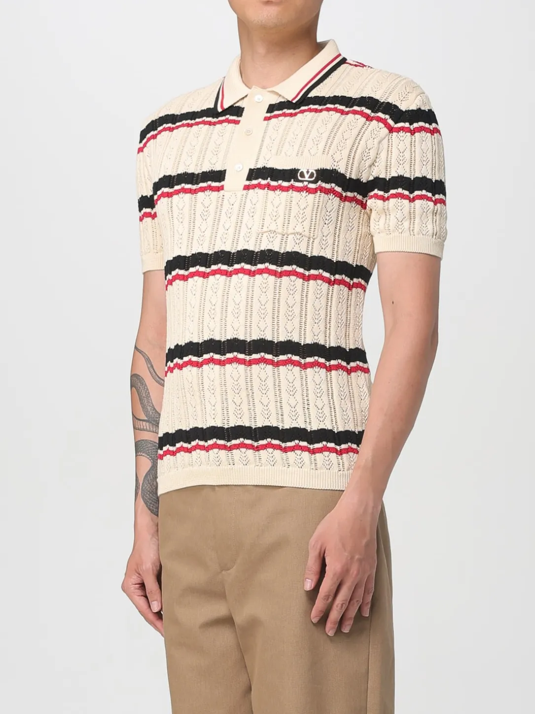 Polo in maglia di cotone a righe Valentino