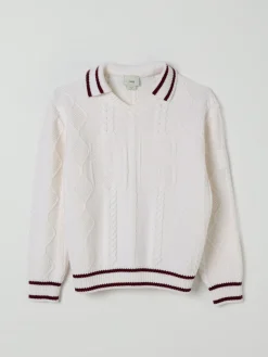 Polo in maglia di lana vergine Fendi con dettagli a righe