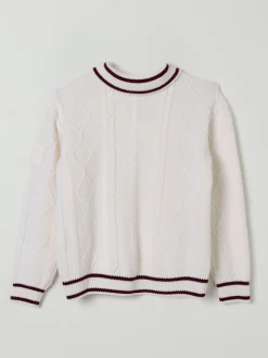 Polo in maglia di lana vergine Fendi con dettagli a righe