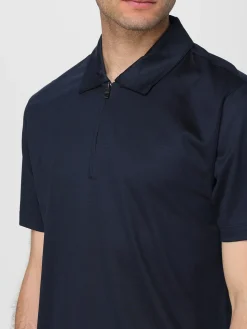 Polo in misto cotone con zip Boss